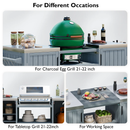 K&K 66.5' Outdoor Kitchen Island for Big Green Egg Grills, Solid Wood Outdoor Grill Cart for Tabletop Grill with Stainless Steel Top, Drawer, Compatible with Large Big Green Egg, Kamado Joe- Grey Blue by Montret