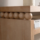 Modern Rustic Console Table, Wood Entryway Table With Shelf & Decorative Bead Detail - Natural by HouseOfZazla