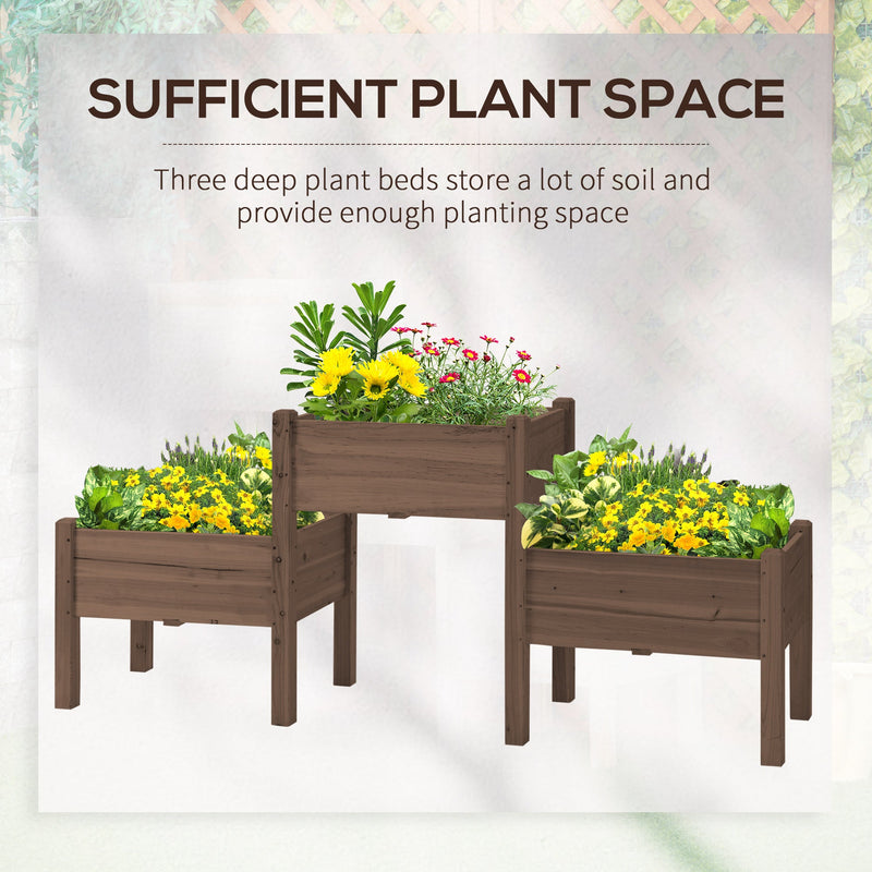 Outsunny Raised Garden Bed with 3 Planter Box, photo 4 of 10