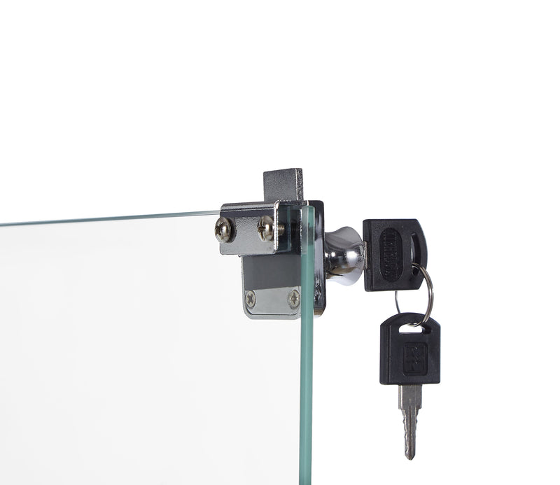 4-Tier Glass Display Cabinet, Double Door Glass Cabinet, Four Partitions, Two Locks, Floor Standing Storage Cabinet for Living Room, Bedroom, Showroom and Office, Black, 31.5"L x 14.2"W x 66.3"H