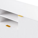 4-Piece Entertainment Wall Unit with 13 shelves,8 Drawers and 2 Cabinets, Multifunctional TV Stand Media Storage Cabinet with Fluted Line Surface for Living Room, for TVs Up to 70"