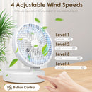 Quiet Table Fan 90¡ Foldable Desk Fan with 4 Wind Speeds Type-C Rechargeable Wall-Mounted Fan Portable Desktop Fan for Home Bedroom Kitchen Office Out