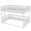 Queen over Queen Bunk Bed with Ladder and Guardrails, White