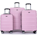 3 Piece Luggage Sets PC Lightweight & Durable Expandable Suitcase with Two Hooks, Double Spinner Wheels, TSA Lock, (21/25/29) Pink
