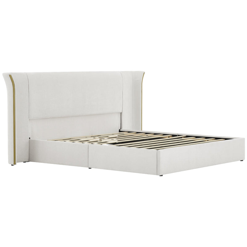 King Size Luxury Wing‑Back Upholstered Bed Frame, photo 7 of 10