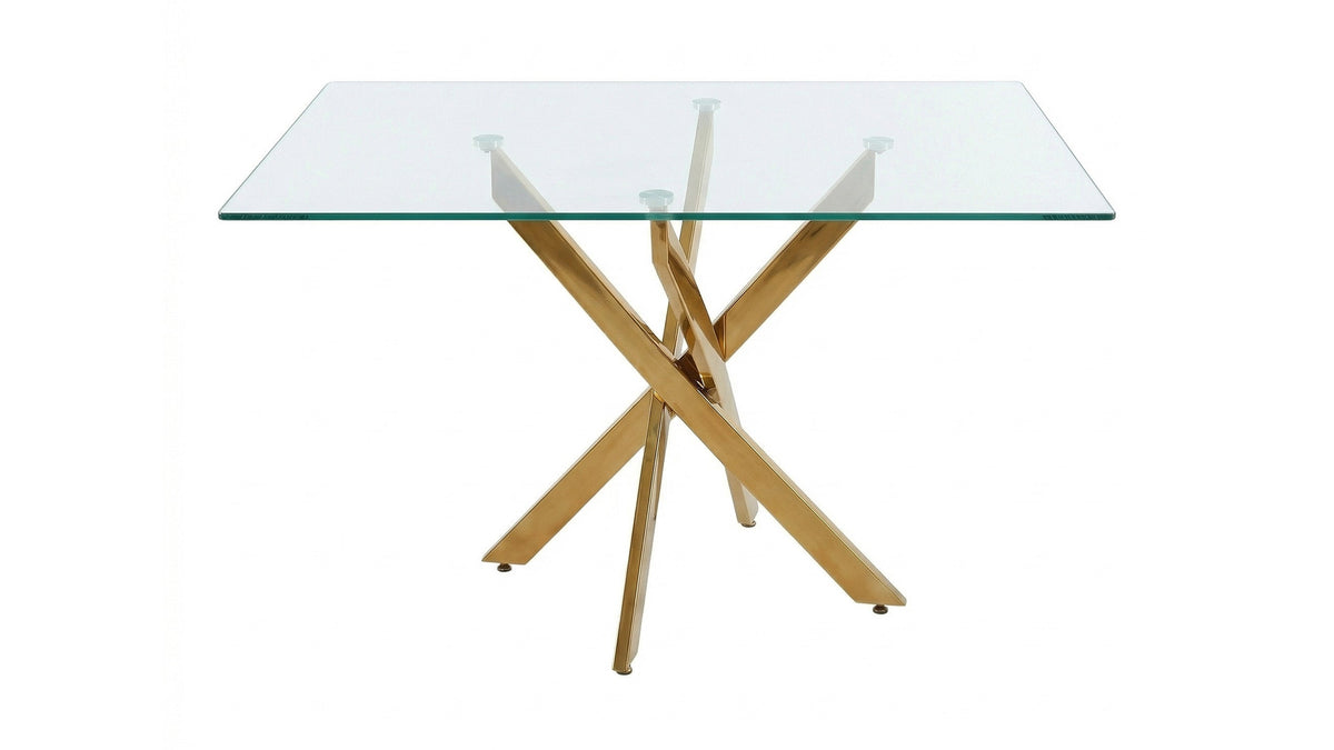 Rectangular Glass Dining Table with Gold-Plated Legs, photo 4 of 10