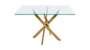 Rectangular Glass Dining Table with Gold-Plated Legs