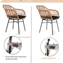 3 Pieces Of Luxury Outdoor Wicker Furniture, Patio Bistro Style Table And Chair Combination, Weather Resistant PE Wicker Weave, Suitable For Garden - Black / Natural by HouseOfZazla