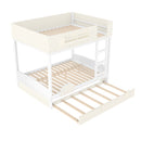 Full Bunk Bed with Trundle, Wood Bunk Bed Frame with Bookshelf