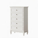 5 Drawer Tall Wide Chest Of Drawers - White by HouseOfZazla