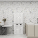 71" Kitchen Pantry Storage Cabinet, with 4 Doors, Drawer, 2 Adjustable Shelves, Freestanding Cupboard for Dining Room Living Room, Laundry-White