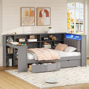 Platform Bed With Upholstered Headboard, Storage Shelves, Drawers, Charging Station, LED Lighting, Built In Desk by Unique Piece Furniture