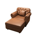Upholstered Sofa With Nailhead Trim, Rolled Armrests With Ottoman by HouseOfZazla