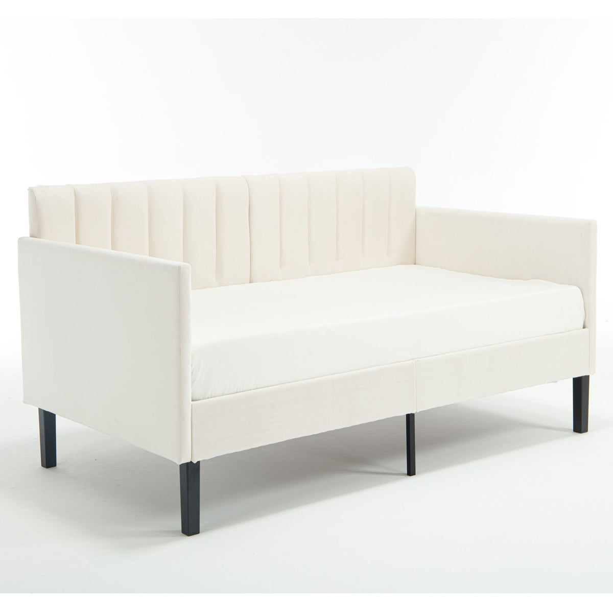 Elena - Boucle Upholstered Daybed, Ribbed Tufted Backrest, photo 7 of 26