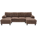 U-Shaped Sectional Sofa 103.5" Fabric Couch With Dual Chaise Lounges, Storage Pockets, Armrest Pillows by Unique Piece Furniture