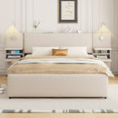 Upholstered Platform Bed With Reading Lights, Drawers, Trundle And Shelves by HouseOfZazla