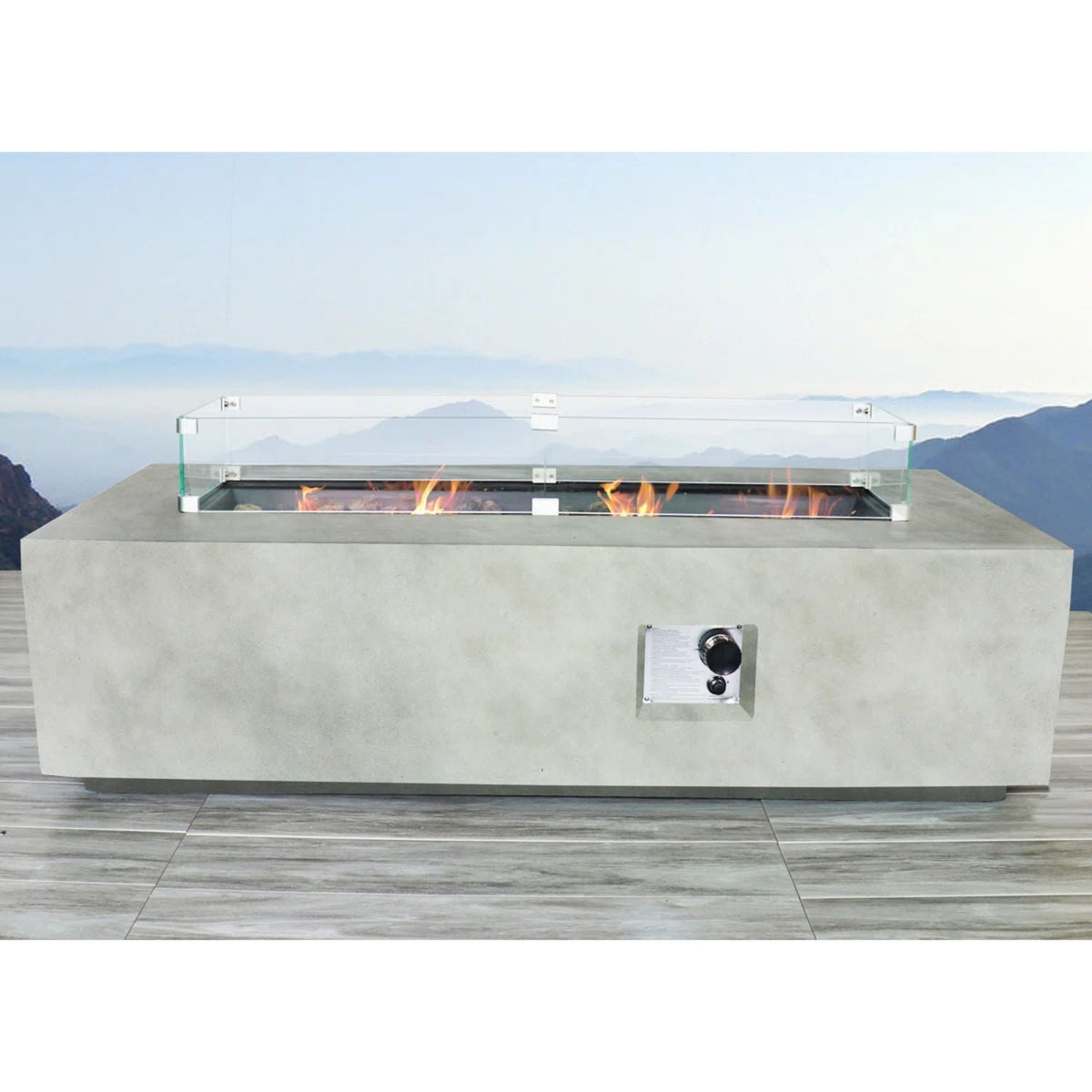 Rectangular Propane Fire Pit Table With Fiber Reinforcement And Adjustable Flame Control - Gray, photo 5 of 5