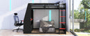 Full Size Wooden Gaming Bunk Bed with Desk, Two Storage Shelves, USB and LED Light by HouseOfZazla