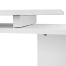 55" 360 Rotating Corner Computer Desk Modern L-Shaped Home Office Workstation with 3-Tier Storage Shelves, Bookshelf, White