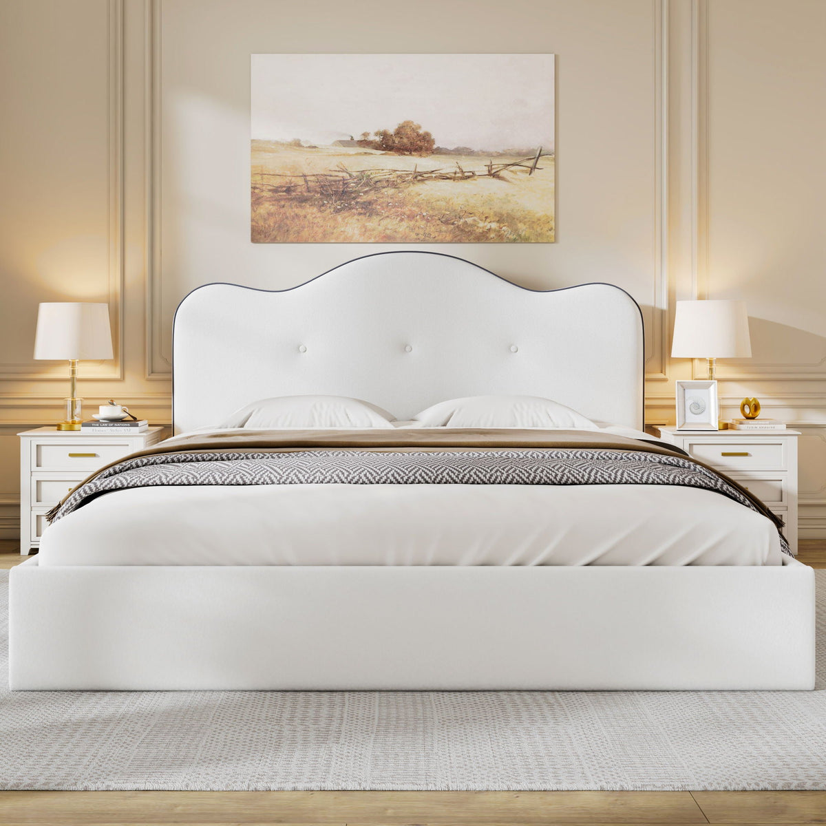 Upholstered Platform Bed With Sturdy Frame And Headboard, photo 4 of 10