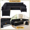 Convertible U-Shaped Sectional Sofa Bed With USB Ports And Storage by HouseOfZazla