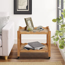 Solid Rubberwood Rolling Side Table