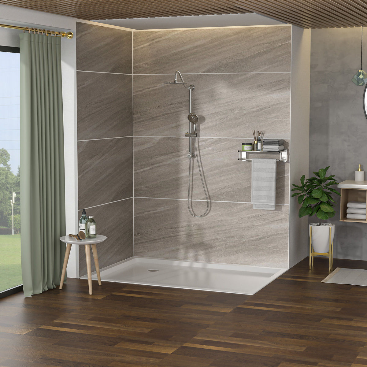 Shower System With 5 Function Rain Hand Shower And Slide Bar Combo, photo 12 of 25