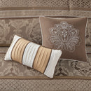 7 Piece Jacquard Comforter Set - Brown/Gold Cal King
