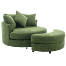 360° Swivel Accent Barrel Chair With Storage Ottoman & 4 Pillows, Modern Leisure Chair Round Accent For Living Room by HouseOfZazla