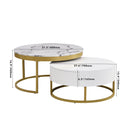 Round Nesting Coffee Table with Drawers - Golden / White by HouseOfZazla