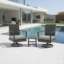 3 Piece Patio Furniture, Swivel Rocker Bistro Set With Side Table & Cushions For Porch - Gray by HouseOfZazla