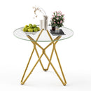Modern Round Tempered Glass Dining Table With Sturdy Metal Legs For 1 - 4 People - Gold by HouseOfZazla