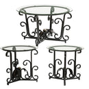3 Piece Coffee Table Set With Tempered Glass Surface - Black by Unique Piece Furniture