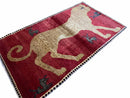 3.5 X 6 Handmade New Vintage Quality Wool Rug Leopard Red Tribal Hand-Knotted