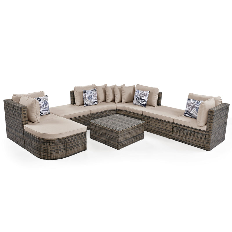 Walker Edison | Wicker 8-piece Outdoor Lounger Sofa Set