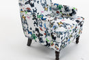 Upholstered Accent Chair - Vintage Armchair with Solid Wood Legs