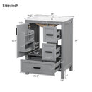 Bathroom Vanity With Sink, Soft Close Door, Double Layer Door Shelf And 3 Drawers - Gray by HouseOfZazla