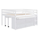 Loft Bed With Retractable Writing Desk And 4 Drawers, With Lateral Portable Desk And Shelves by HouseOfZazla