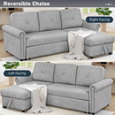 83" Modern Convertible Sleeper Sofa Bed with Storage Chaise,Gray