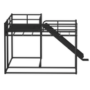 L-Shaped Bunk Bed with Slide and Short Ladder, Black