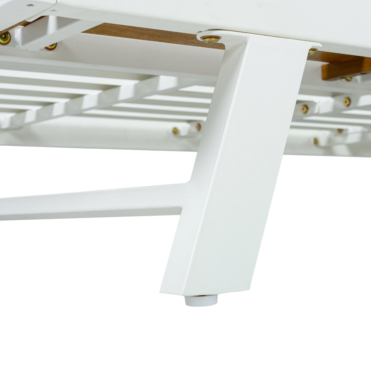 White Iron + Teak Finish Chaise Lounge Frame, photo 10 of 10