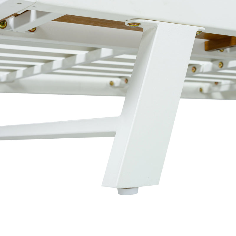 White Iron + Teak Finish Chaise Lounge Frame, photo 10 of 10