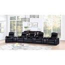 Franky - 7 Piece Seater Home Theater Set, Reclining Chairs & Storage Consoles - Black