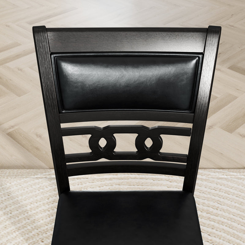 5-piece Counter Height Dining Round Table Set with One Faux Marble Top Dining Table and Four PU-leather Chairs,Dark Espresso