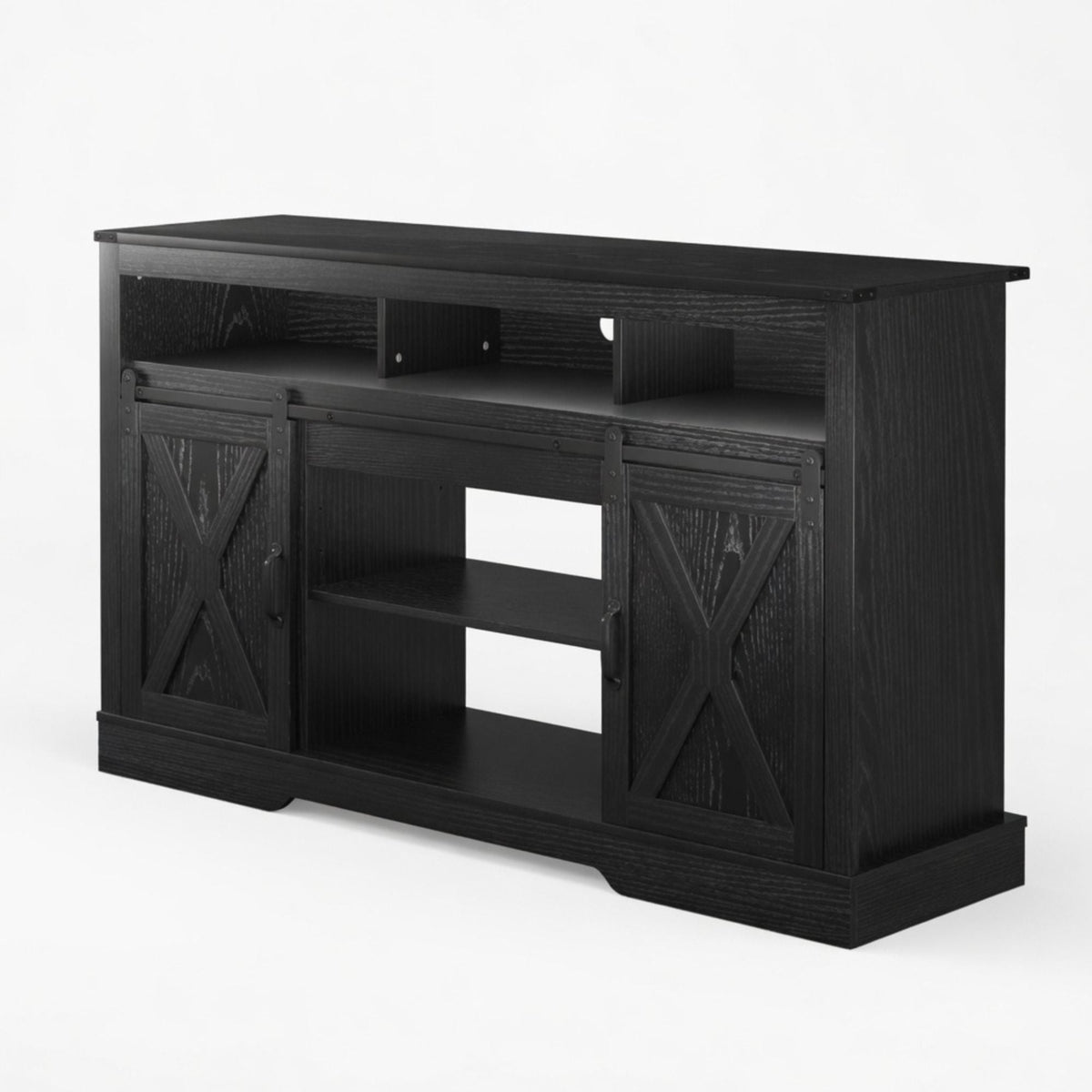 Farmhouse TV Stand With Sliding Barn Doors & Adjustable Storage, photo 21 of 40
