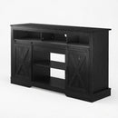 Farmhouse TV Stand With Sliding Barn Doors & Adjustable Storage