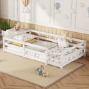 Twin Size Montessori Floor Bed With Fence - White by HouseOfZazla
