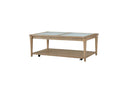 Frosted Glass Top Cocktail Table With Casters - Sand by HouseOfZazla