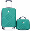 2Piece Luggage Sets ABS Lightweight Suitcase, Spinner Wheels, (20/14) DARK GREEN