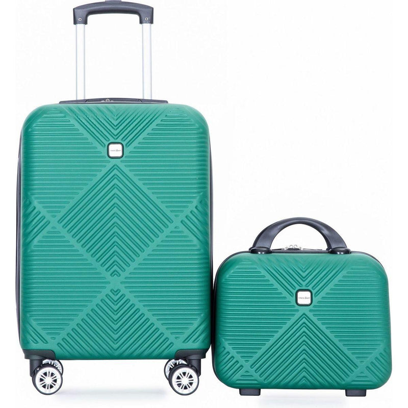 2Piece Luggage Sets ABS Lightweight Suitcase, Spinner Wheels, (20/14) DARK GREEN